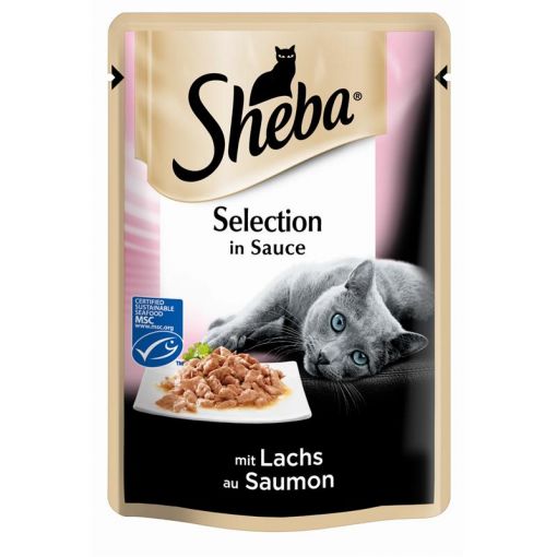 Sheba Portionsbeutel zarte Streifen mit Lachs in Sauce 85g (Menge: 24 je Bestelleinheit)