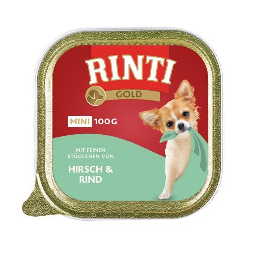 Rinti Schale Gold Mini Hirsch & Rind 100 g (Menge: 16 je Bestelleinheit)