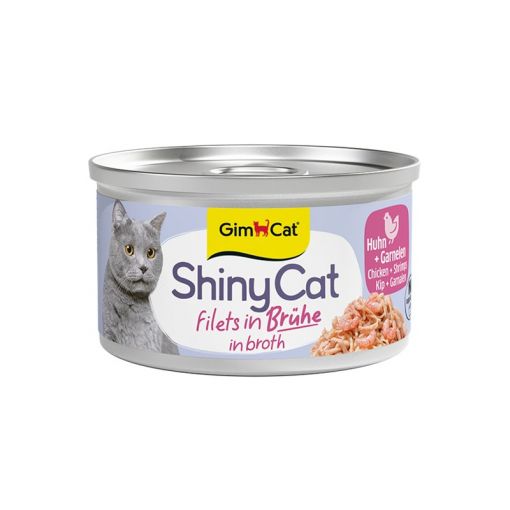 Gimpet ShinyCat in Br&uuml;he H&uuml;hnchen & Garnelen 70g (Menge: 24 je Bestelleinheit)