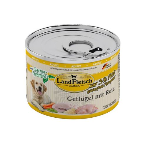 Landfleisch Dog Classic Geflügel mit Reis & Gartengemüse exta mager 195g (Menge: 6 je Bestelleinheit)