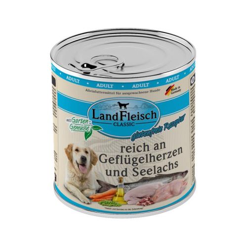 Landfleisch Dog Classic Geflügelherzen & Seelachs mit Gartengemüse 800g (Menge: 6 je Bestelleinheit)