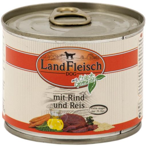 Landfleisch Dog Pur Rind & Reis extra mager 195 g (Menge: 12 je Bestelleinheit)