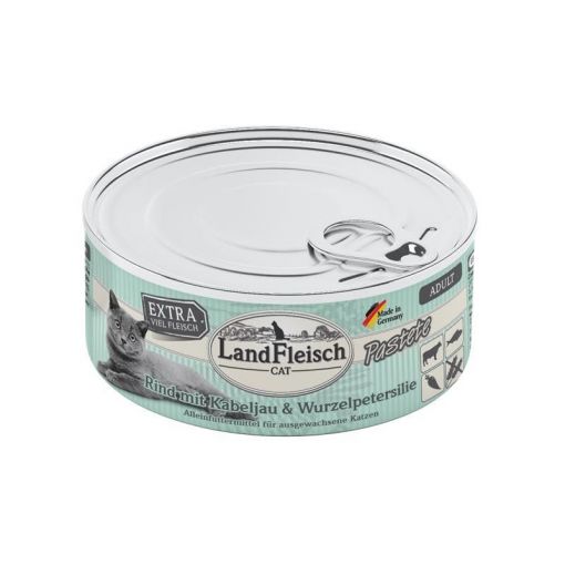 LandFleisch Cat Adult Pastete Rind, Kabeljau, Wurzelpetersilie 195g (Menge: 6 je Bestelleinheit)