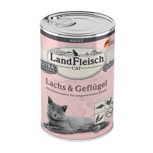 LandFleisch Cat Adult Gelee mit Lachs & Geflügel 400 g (Menge: 6 je Bestelleinheit)
