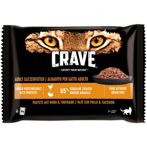 Crave Cat Pouchbeutel mit Huhn & Truthahn 4 x 85g Multipack