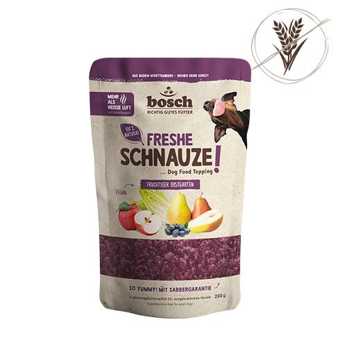 Bosch Freshe Schnauze Topping fruchtiger Obstgarten 200g (Menge: 8 je Bestelleinheit) Bosch Freshe Schnauze Topping fruchtiger Obstgarten 200g (Menge: 8 je Bestelleinheit)