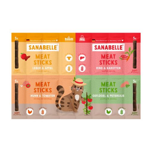 Sanabelle Snack Meat Stick Mix 40g (Menge: 11 je Bestelleinheit) Sanabelle Snack Meat Stick Mix 40g (Menge: 11 je Bestelleinheit)