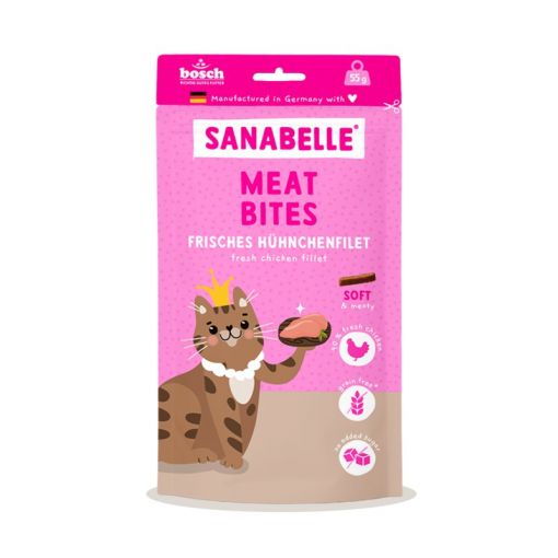 Sanabelle Snack Meat Bites Frisches Hühnchenfilet 55g (Menge: 7 je Bestelleinheit) Sanabelle Snack Meat Bites Frisches Hühnchenfilet 55g (Menge: 7 je Bestelleinheit)