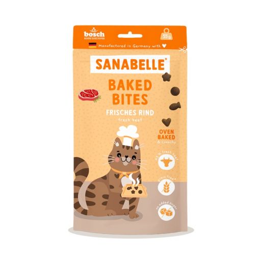Sanabelle Snack Baked Bites Frisches Rind 55g (Menge: 7 je Bestelleinheit) Sanabelle Snack Baked Bites Frisches Rind 55g (Menge: 7 je Bestelleinheit)