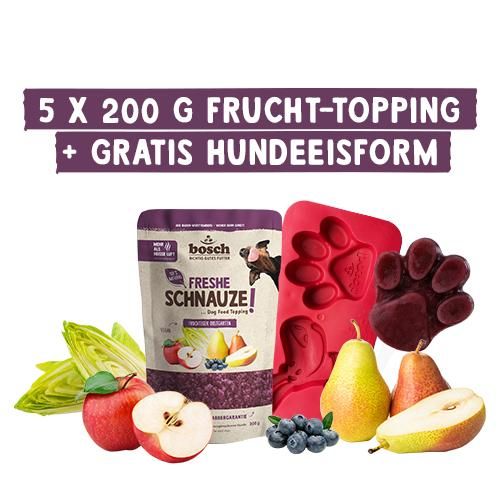 Bosch Freshe Schnauze Aktionsbox Frucht-Topping + Eisform & Stiele Bosch Freshe Schnauze Aktionsbox Frucht-Topping + Eisform & Stiele