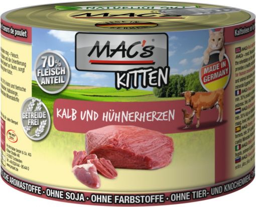 MACs Cat Kitten Kalb & Hühnerherzen 200g (Menge: 6 je Bestelleinheit)