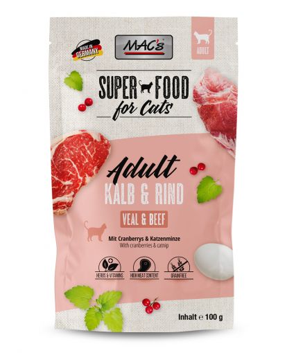 MACs Cat Pouch Pack Kalb & Rind 100g (Menge: 12 je Bestelleinheit)