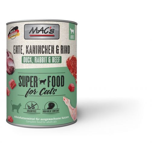 MACs Cat Ente, Kaninchen & Rind 800g (Menge: 6 je Bestelleinheit)