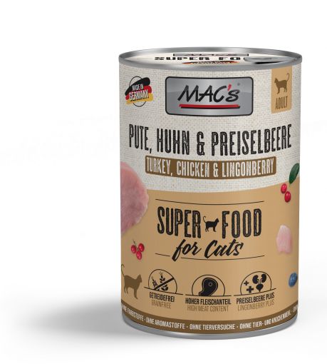 Macs Cat Pute, Huhn & Preiselbeere 400g (Menge: 6 je Bestelleinheit)