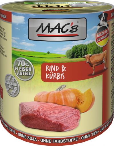 MACs Dog Rind & Kürbis 800g (Menge: 6 je Bestelleinheit)