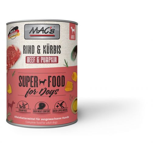 MACs Dog Rind & Kürbis 800g (Menge: 6 je Bestelleinheit)