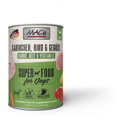 MACs Dog Kaninchen, Rind & Gemüse 400g (Menge: 6 je Bestelleinheit)