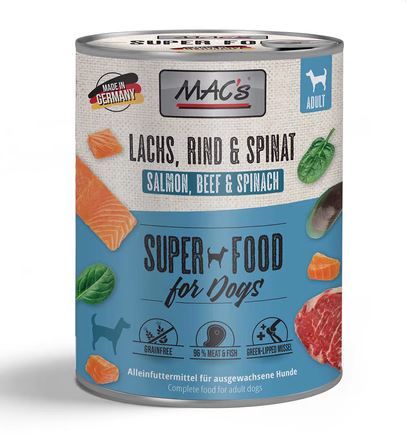 MACs Dog Lachs, Rind & Spinat 400g (Menge: 6 je Bestelleinheit)
