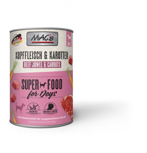 MACs Dog Kopffleisch & Karotten 400g (Menge: 6 je Bestelleinheit)