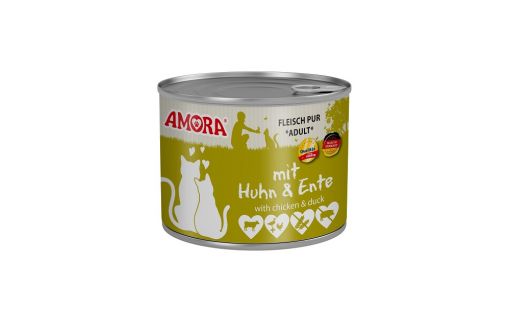 AMORA Cat Fleisch Pur mit Huhn & Ente 200g (Menge: 6 je Bestelleinheit)