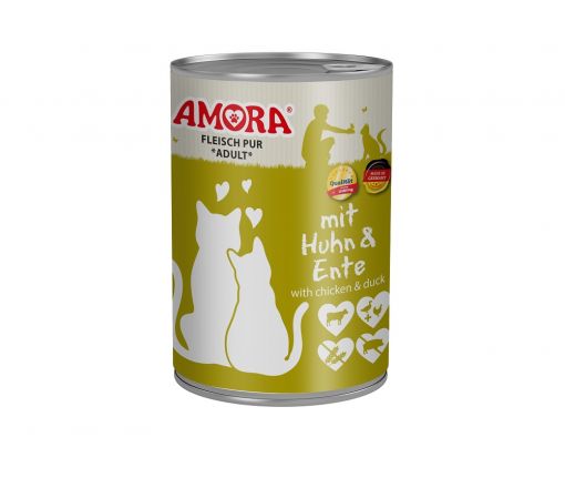 AMORA Cat Fleisch Pur mit Huhn & Ente 400g (Menge: 6 je Bestelleinheit)