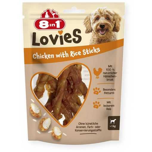 8in 1 Lovies Chicken Rice Sticks 80g 8in 1 Lovies Chicken Rice Sticks 80g