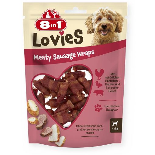 8in 1 Lovies Meaty Sausage Wraps 80g 8in 1 Lovies Meaty Sausage Wraps 80g