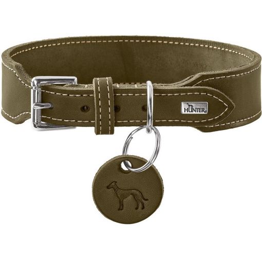 Hunter Halsband Aalborg Rindsleder olivgrün extrabreit 55/M