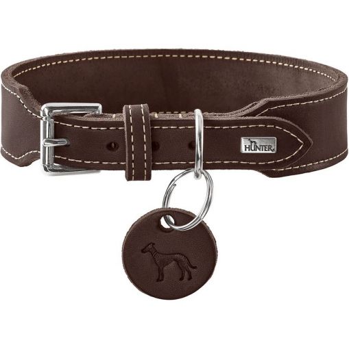 Hunter Halsband Aalborg Rindsleder dunkelbraun extrabreit 45/S