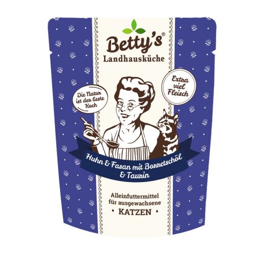 Bettys Landhausk&uuml;che P.B. Katze Huhn & Fasan mit Borretsch&ouml;l 250g (Menge: 6 je Bestelleinheit)