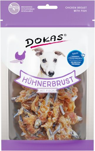 Dokas Dog Hühnerbrust mit Fisch 70 g (Menge: 8 je Bestelleinheit)