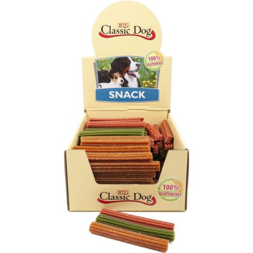 Classic Dog Snack Kaustange glutenfrei Mini 12 cm in natur, rot oder grün (Menge: 150 je Bestelleinheit)