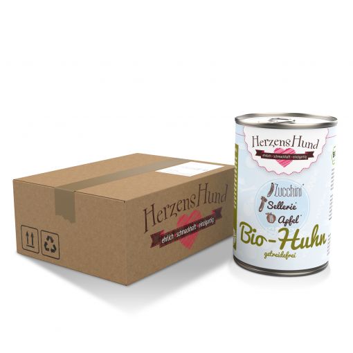 Herzenshund Bio-Huhn mit Bio-Zucchini getreidefrei 800g / Bio DE-ÖKO-006 (Menge: 6 je Bestelleinheit)