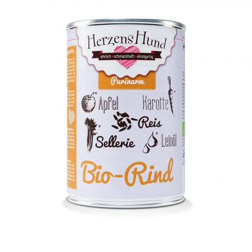 Herzenshund Bio-Rind mit Bio-Apfel 400g (Menge: 12 je Bestelleinheit)