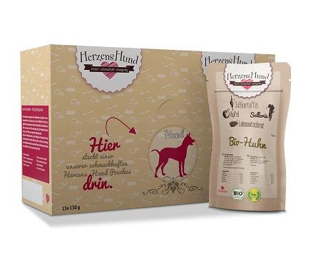 Herzenshund Bio Huhn mit Bio Süßkartoffel 130g (Menge: 15 je Bestelleinheit)