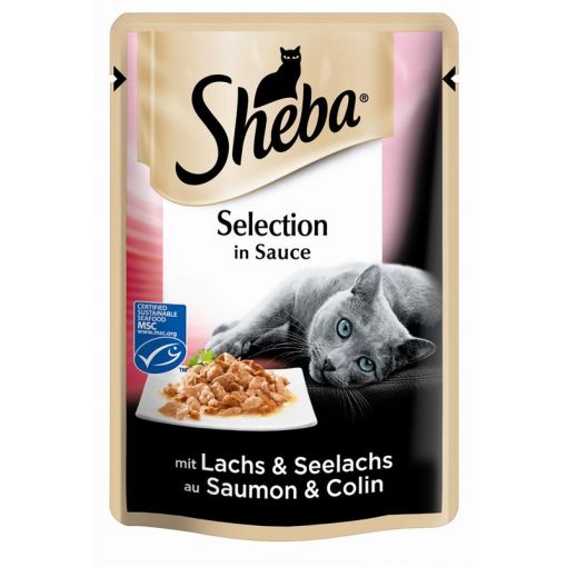 Sheba Portionsbeutel Delikates Duo Lachs & Seelachs in Sauce 85g (Menge: 24 je Bestelleinheit)