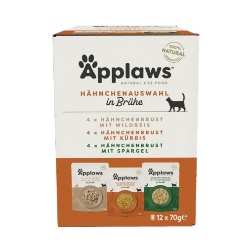 Applaws Cat Nassfutter Frischebeutel Multipack mit Hühnchen 12 x 70 g