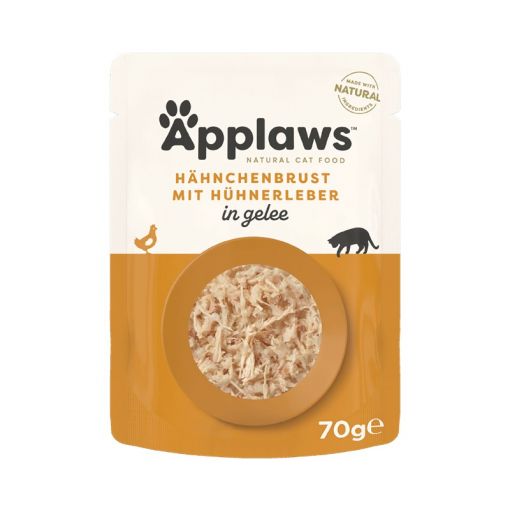 Applaws Cat Nassfutter Frischebeutel Huhn & Hühnerleber in Gelee 70g (Menge: 16 je Bestelleinheit)