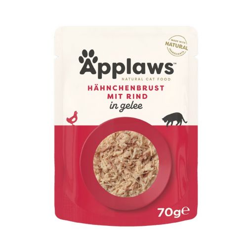 Applaws Cat Nassfutter Frischebeutel Huhn & Rind in Gelee 70g (Menge: 16 je Bestelleinheit)