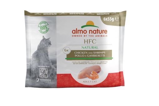 Almo Nature HFC Natural Huhn und Garnelen 6x55 g (Menge: 8 je Bestelleinheit)