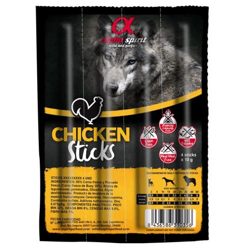 alpha spirit Dog Stick Huhn 4er Pack (Menge: 16 je Bestelleinheit)