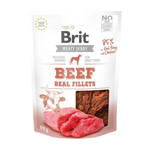 Brit Dog Snack Meaty Jerky Beef Fillets 80g (Menge: 12 je Bestelleinheit)