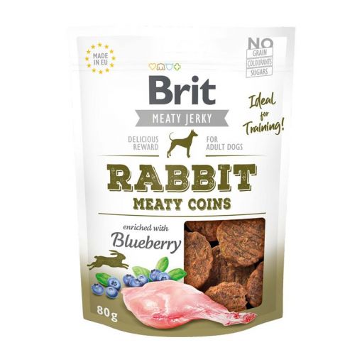 Brit Dog Snack Meaty Jerky Rabbit Coins 80g (Menge: 12 je Bestelleinheit)