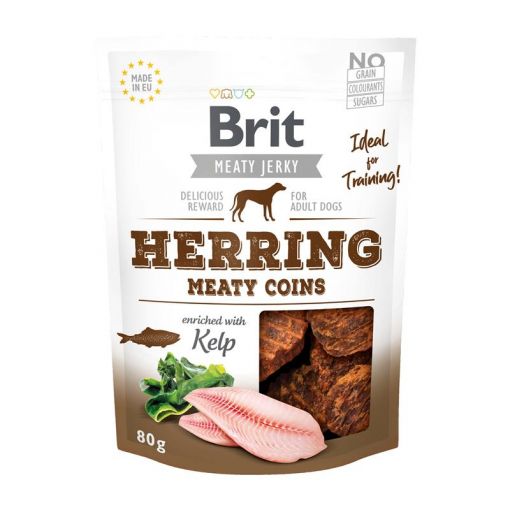 Brit Dog Snack Meaty Jerky Herring Coins 80g (Menge: 12 je Bestelleinheit)