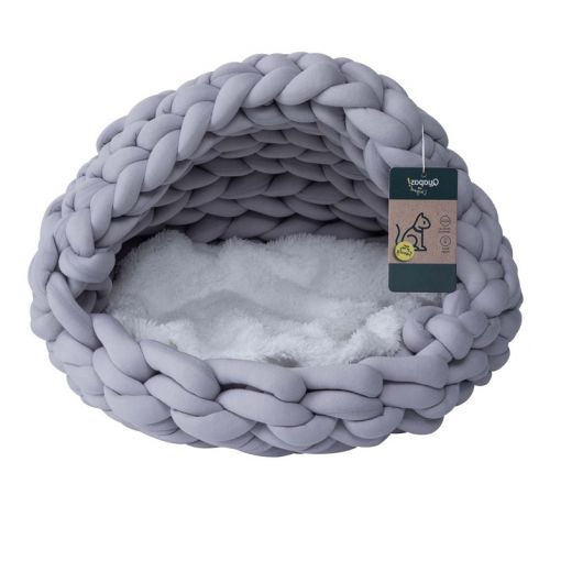 Quapas Cat Bed Woven Iglo Grey