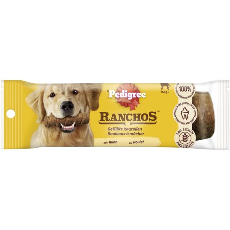 PEDIGREE RANCHOS Gefüllte Kaurollen Mit Huhn – 10 X 80g, Getreidefrei, Fettarm, Langanhaltend