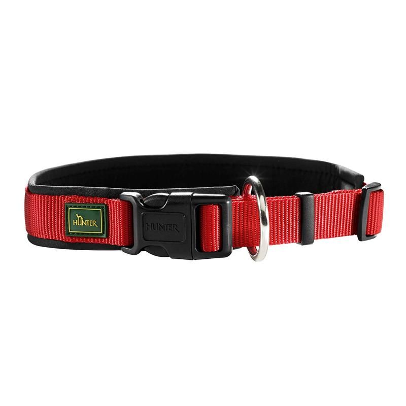 Hundehalsband Alu-Max® – Soft Nylon, Rot Mit Pfoten, 20 Mm, 30-50 Cm, Mit Zugentlastung, Waschbar
