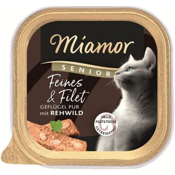 Miamor Schale Feines & Filet Senior Gefl&uuml;gel Pur & Rehwild 100g (Menge: 16 je Bestelleinheit)