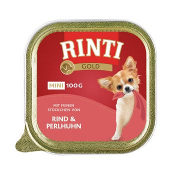 Rinti Schale Gold Mini Rind & Perlhuhn 100 g (Menge: 16 je Bestelleinheit) Rinti Schale Gold Mini Rind & Perlhuhn 100 g (Menge: 16 je Bestelleinheit)
