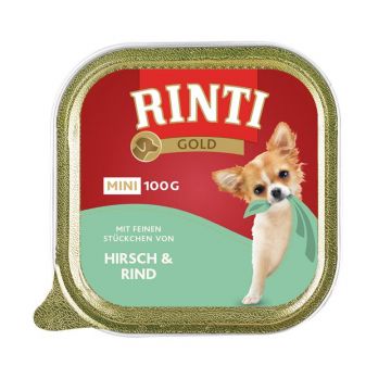Rinti Schale Gold Mini Hirsch & Rind 100 g (Menge: 16 je Bestelleinheit) Rinti Schale Gold Mini Hirsch & Rind 100 g (Menge: 16 je Bestelleinheit)